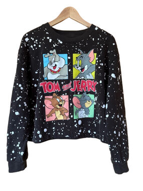 Tom & Jerry cropped paint splatter sweatshirt size XXL